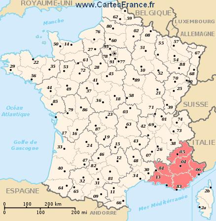 map region Provence-Alpes-Côte d'Azur